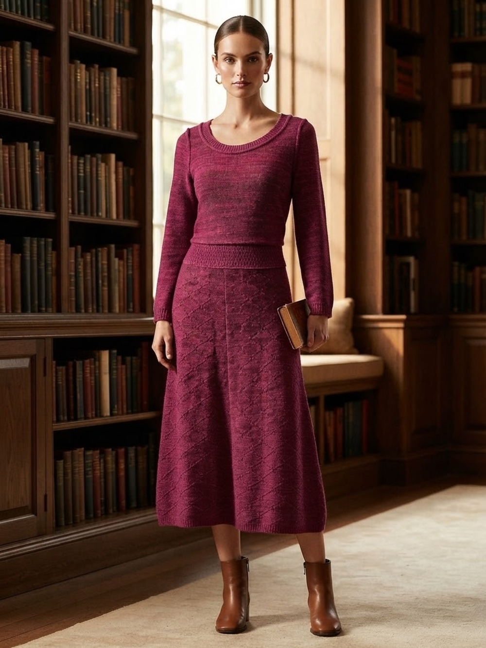sparrow Berry Knit Long-Sleeve Sweater Dress